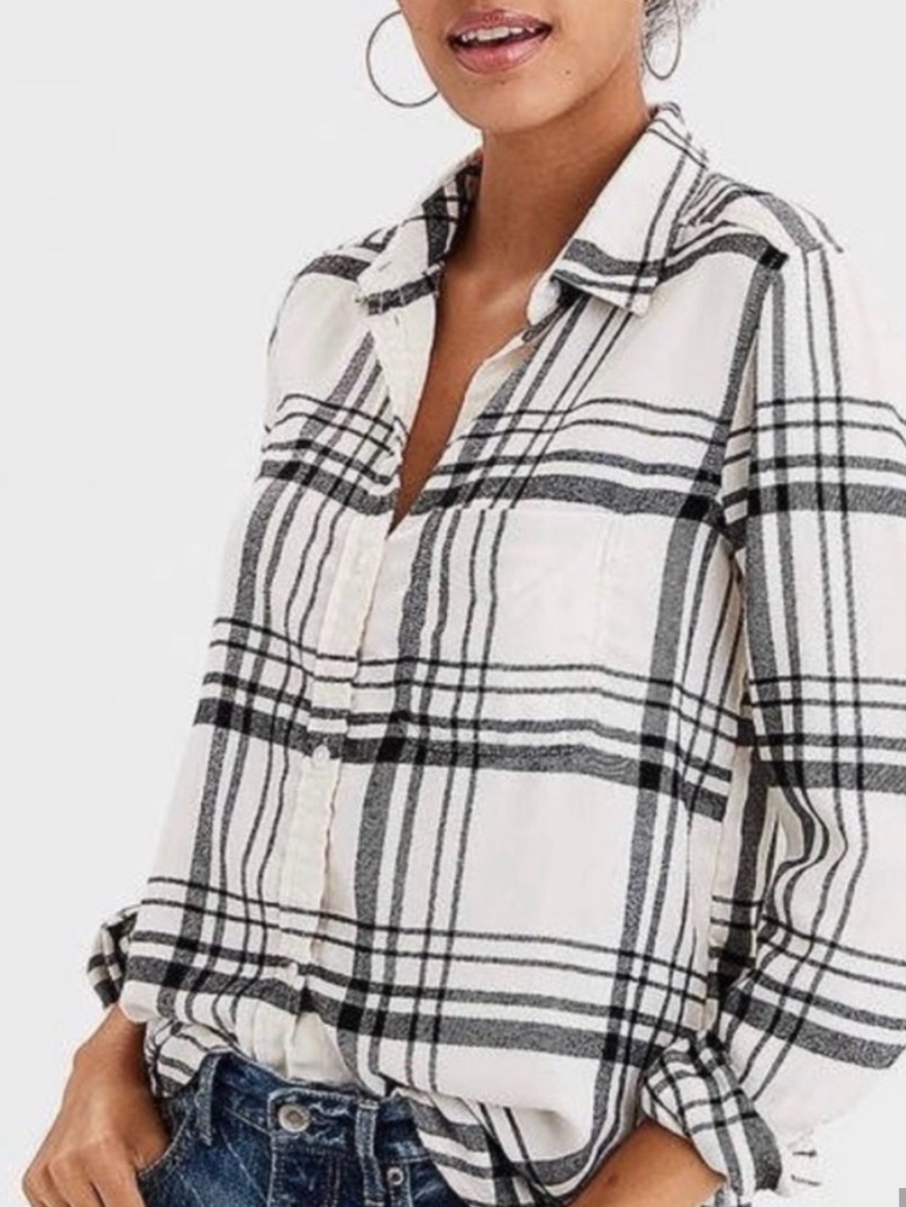 American Eagle Boyfriend Fit Plaid Shirt